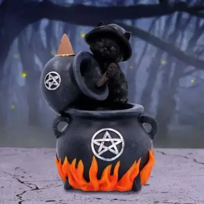 Figurine brew black cat backflow incense burner - Black Cat