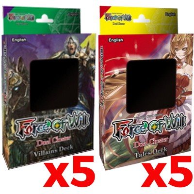 Deck préconstruit - Force of Will TCG - D1 - Cluster Duel 1 - Conditionné par 10 Decks = 5 x Tales Deck / 5 x Villains Deck en Anglais - Jeux de cartes & cartes à jouer