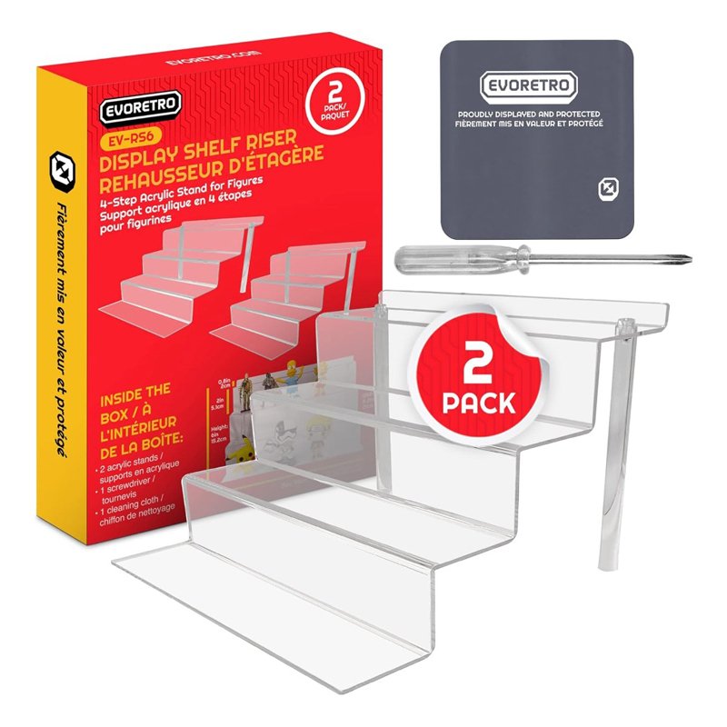 Evoretro Escalier Acrylique 4 Marches Large Pour Vitrine Pack de 2pcs - Evoretro