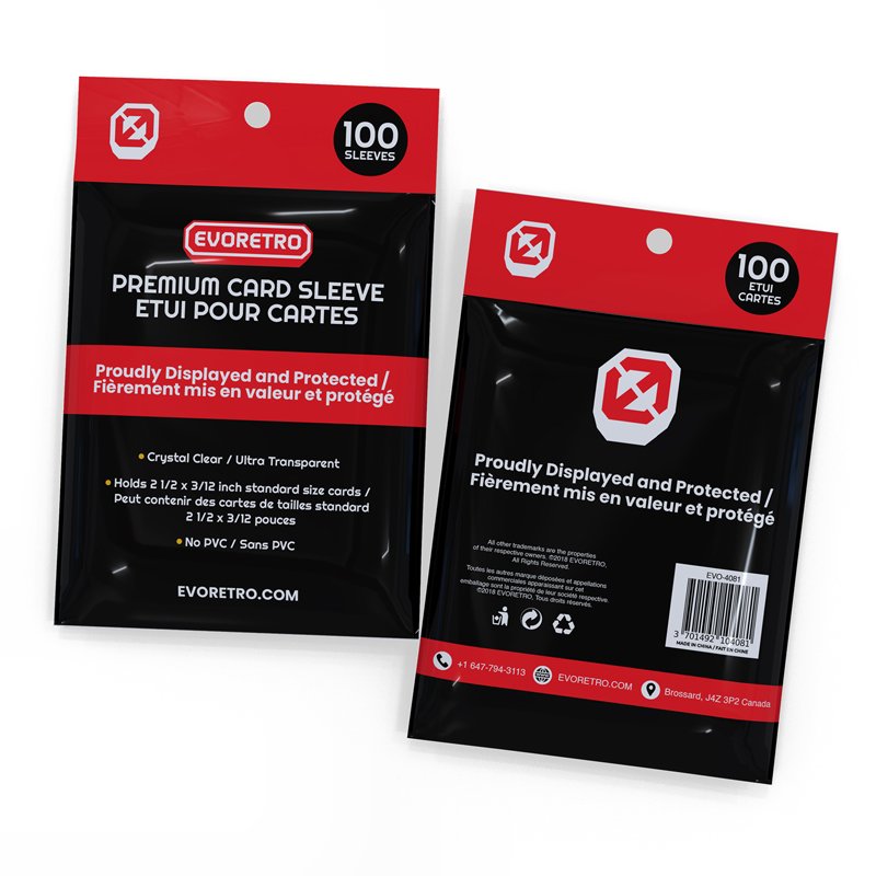 Evoretro Pack De 100 Sleeves Crystal Pour Cartes Standard