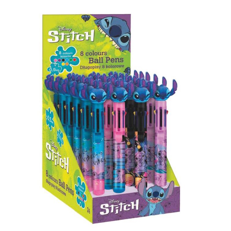 Disney Stylo Gel 8 Couleurs Stitch Display 24pcs