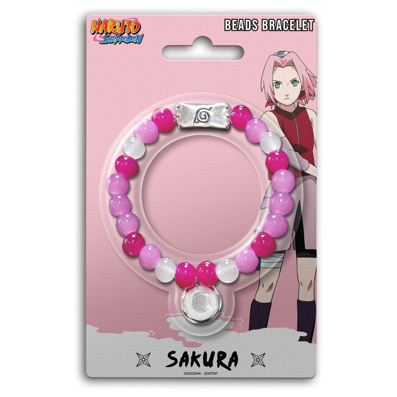 Naruto Shippuden Bracelet Perles Verre Sakura x5 pièces