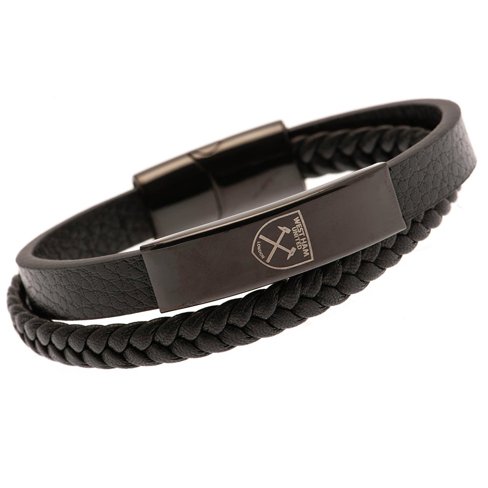 Bracelet en cuir West Ham United FC noir IP - West Ham United FC
