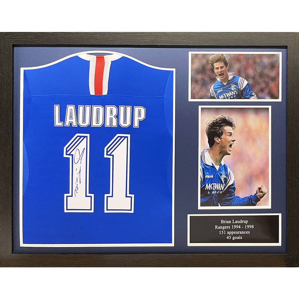 Cadre Rangers FC Laudrup Signed Shirt (Framed)