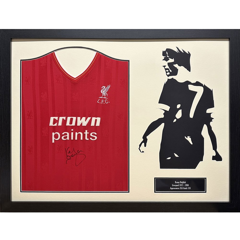 Cadre Liverpool FC 1986 Dalglish Signed Shirt Silhouette