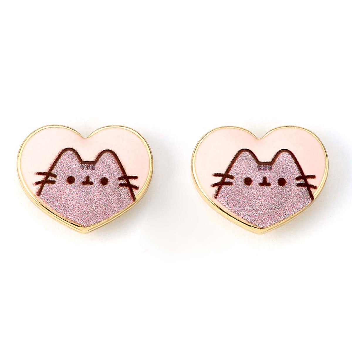 Boucles d'oreilles puces Pusheen doré Heart - type-boucles-d-oreille