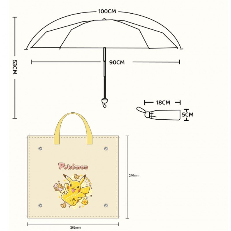 Article Pokémon LANGBOWANG PARAPLUIE ETUIT SAC PIKACHU EVEE